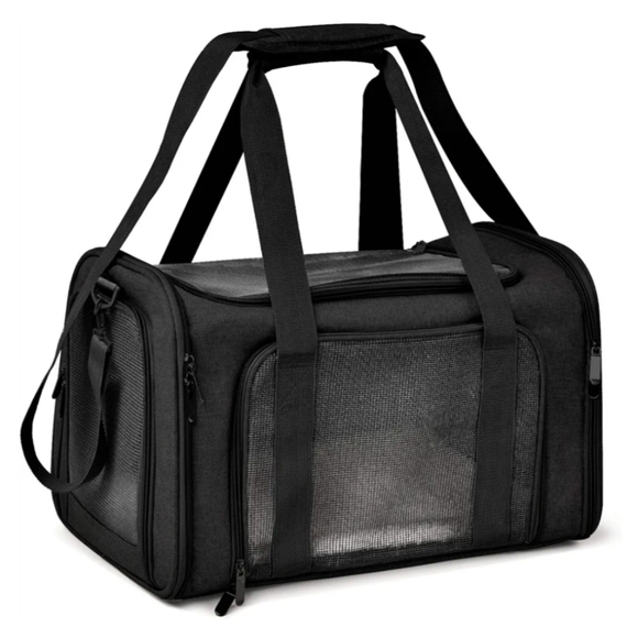 Sherpa Deluxe Black Guaranteed On Board Soft Sided Dog & Cat Carrier, 17" LX 11" - Picture 1 of 14